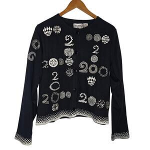 Vintage Michael Simon Y2K Millennium Cardigan Art To Wear Bling Womens Large